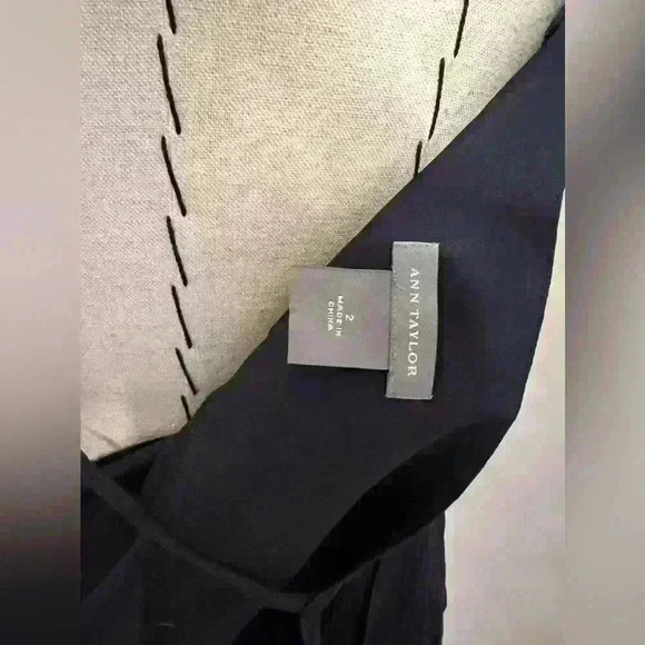 Ann Taylor Black Midi Pleated Dress | Lace Detail | Size 2 - Picture 8 of 8